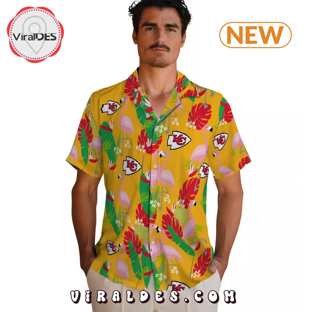 Kansas City Chiefs Flamingo Foliage Hawaiian Shirt