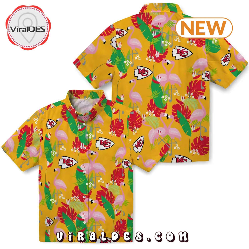 Kansas City Chiefs Flamingo Foliage Hawaiian Shirt