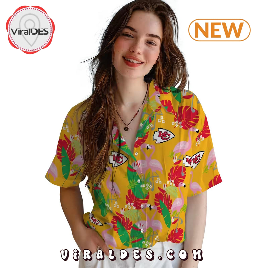 Kansas City Chiefs Flamingo Foliage Hawaiian Shirt
