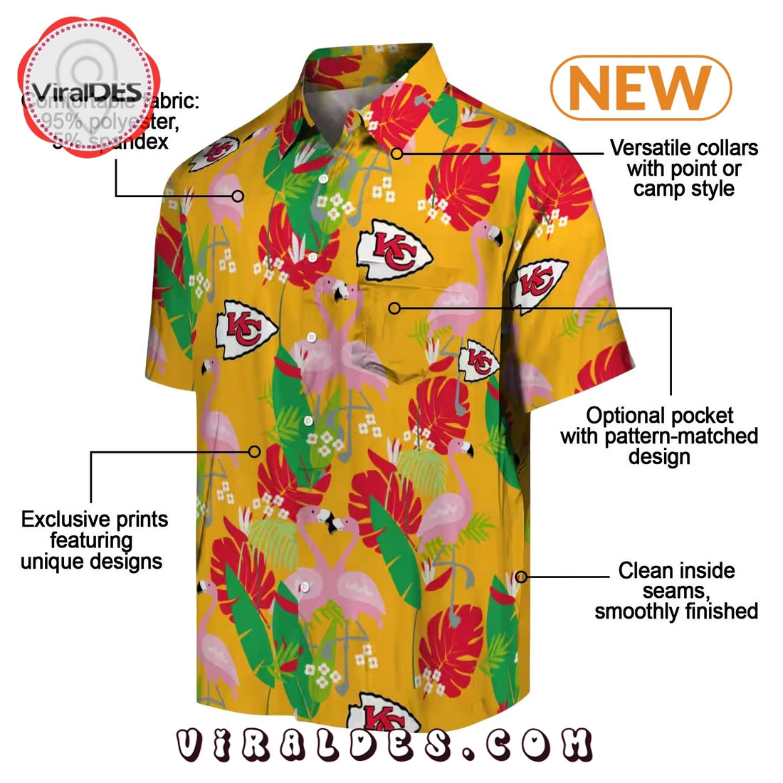 Kansas City Chiefs Flamingo Foliage Hawaiian Shirt