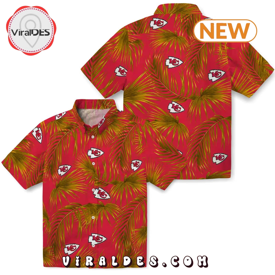 Kansas City Chiefs Leafy Palms Red Hawaiian Shirt
