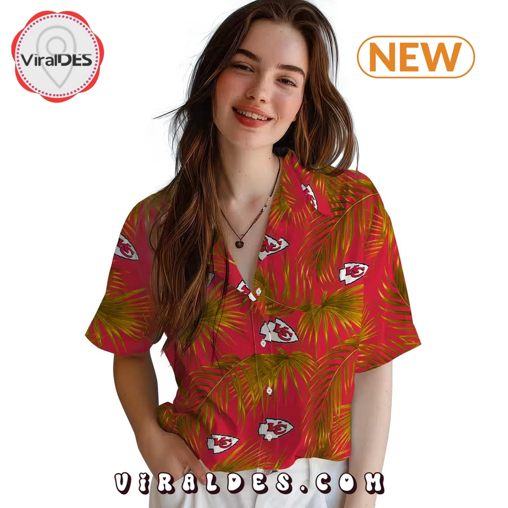 Kansas City Chiefs Leafy Palms Red Hawaiian Shirt