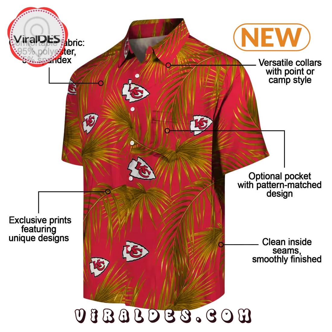Kansas City Chiefs Leafy Palms Red Hawaiian Shirt