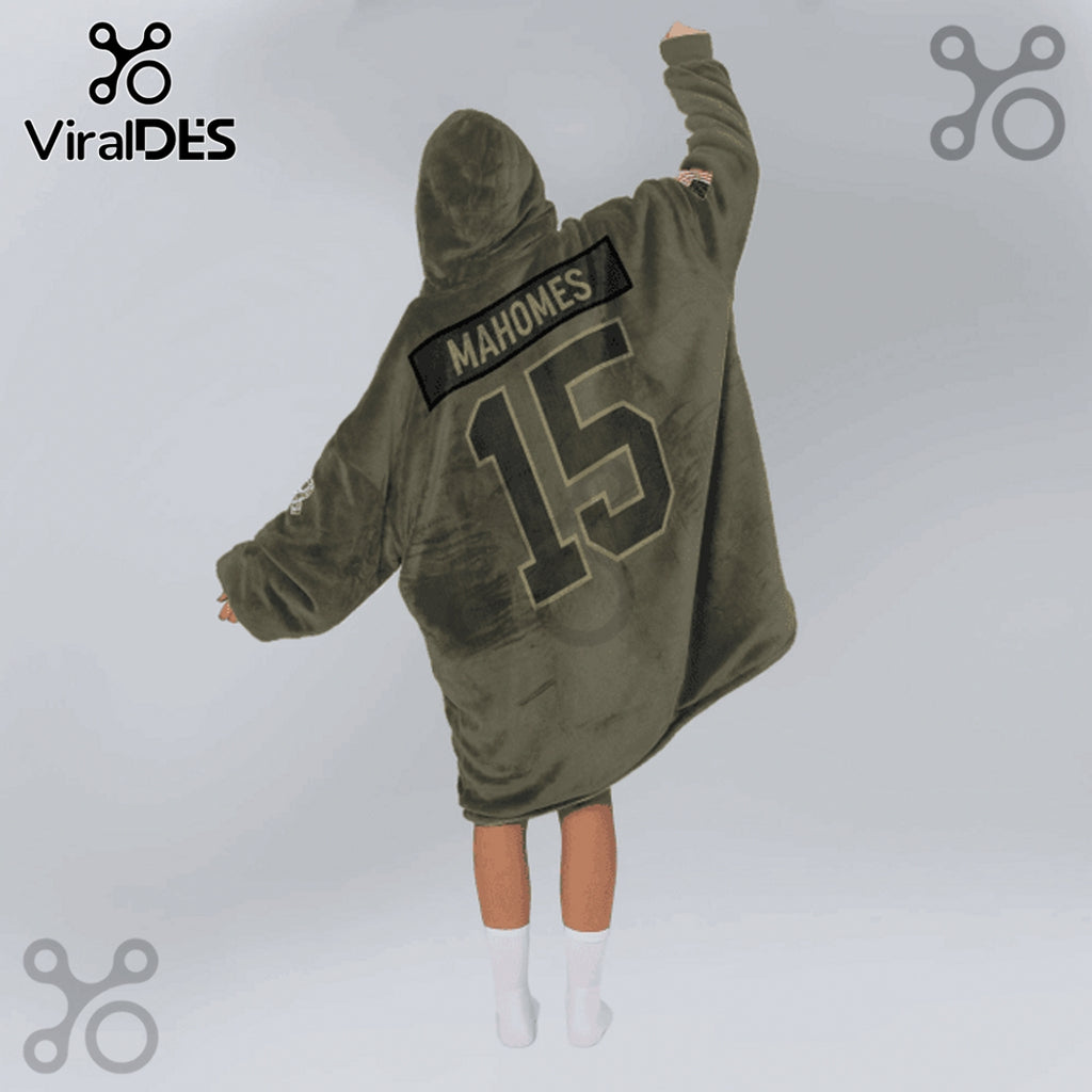 Kansas City Chiefs Patrick Mahomes 15 Oversized Wearable Blanket Hoodie