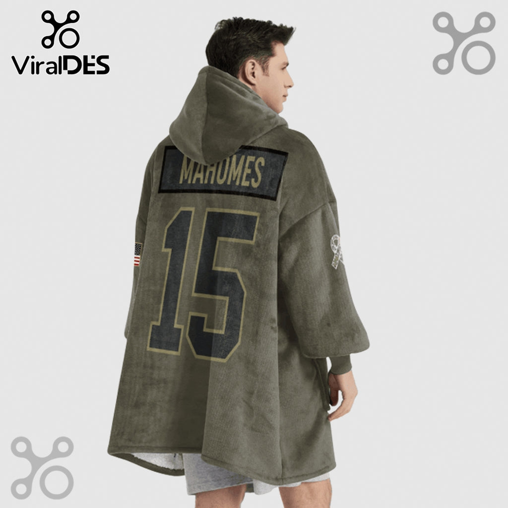 Kansas City Chiefs Patrick Mahomes 15 Oversized Wearable Blanket Hoodie