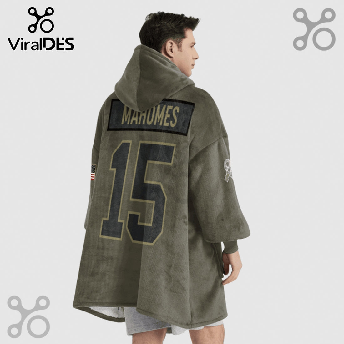 Kansas City Chiefs Patrick Mahomes 15 Oversized Wearable Blanket Hoodie