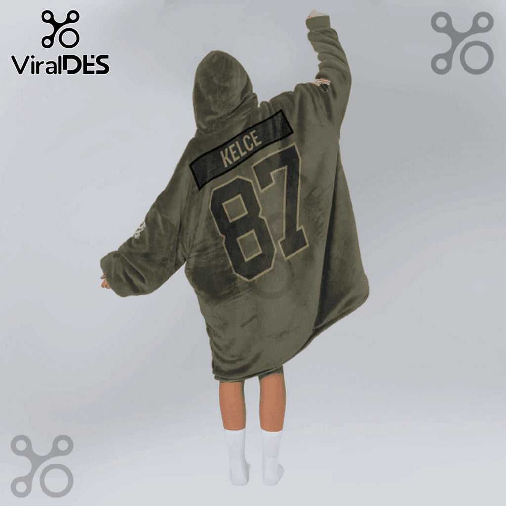 Kansas City Chiefs Travis Kelce 87 Player Oversized Blanket Hoodie