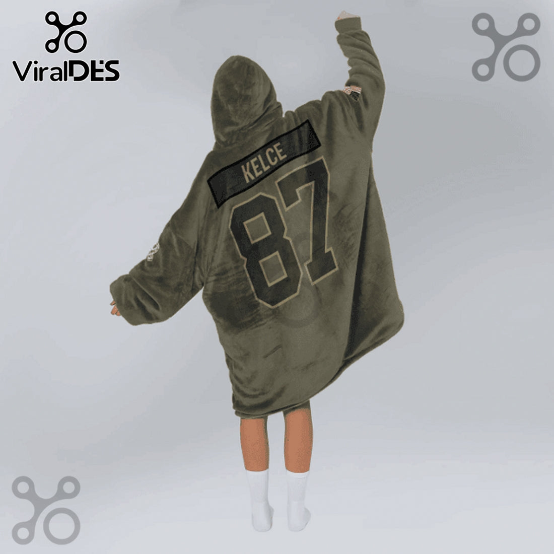 Kansas City Chiefs Travis Kelce 87 Player Oversized Blanket Hoodie