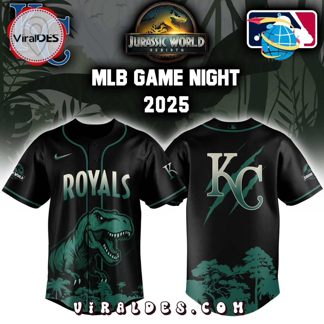 Kansas City Royals x Jurassic World 2025 Baseball Jersey