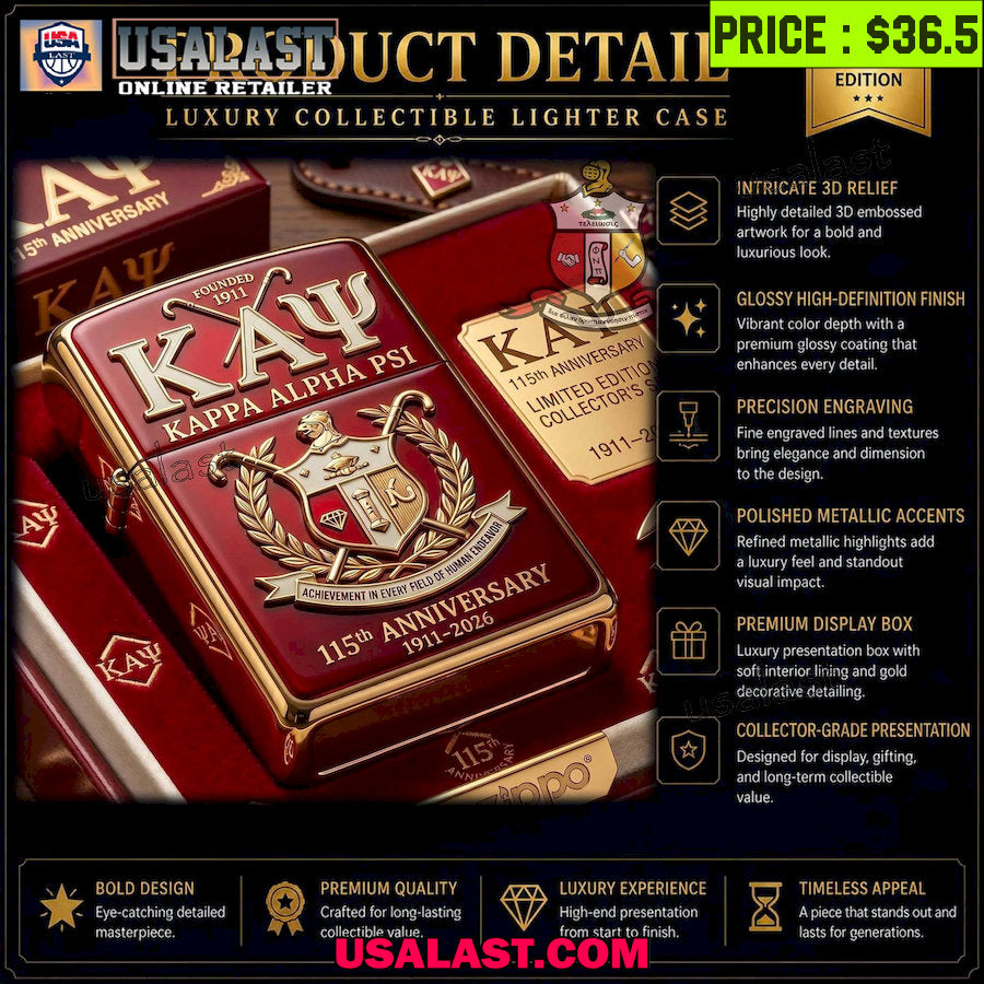 Kappa Alpha Psi 115th Anniversary Zippo Lighter Case