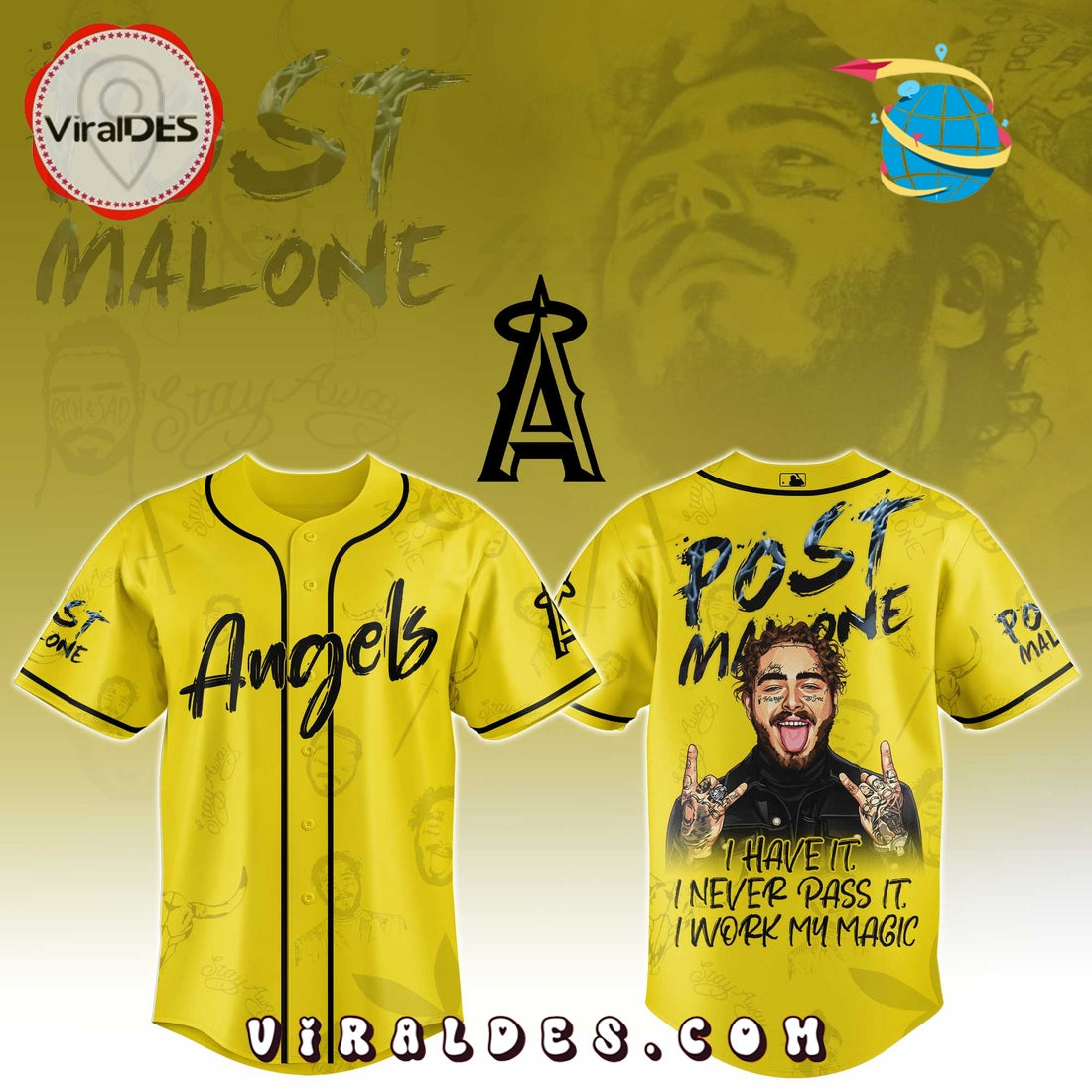 LA Angels x Post Malone Tour 2025 Baseball Jersey