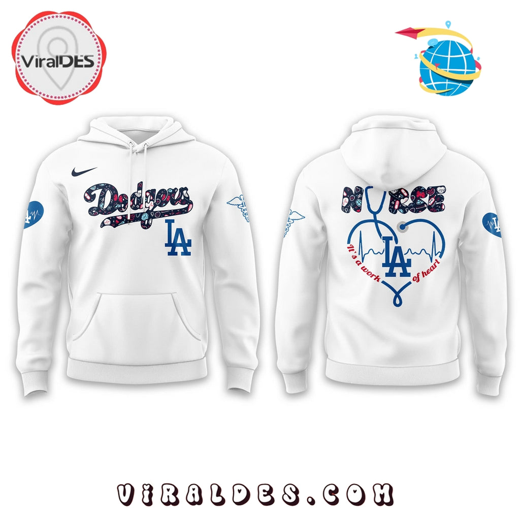 LA Dodgers x Nurses Night 2025 White Hoodie