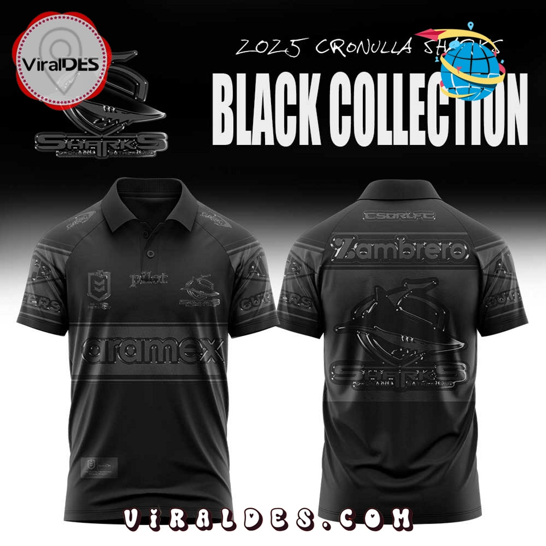 Limited Edition Cronulla Sharks Back In Black Polo