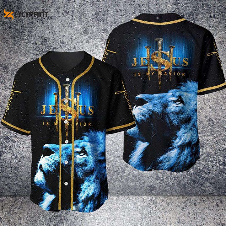 Lion Jesus Is My Savior All Over Print 3D Unisex Baseball Jersey - lylyprint.com