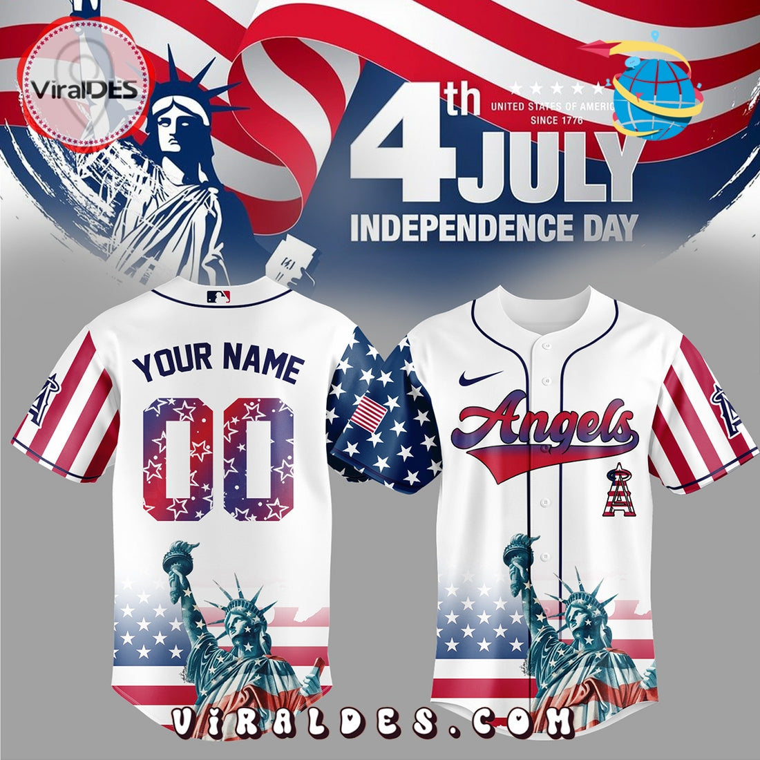 Los Angeles Angels Custom Independence Day Baseball Jersey