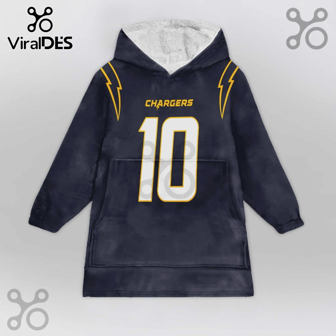 Los Angeles Chargers Herbert 10 Football Oversized Wearable Blanket Hoodie