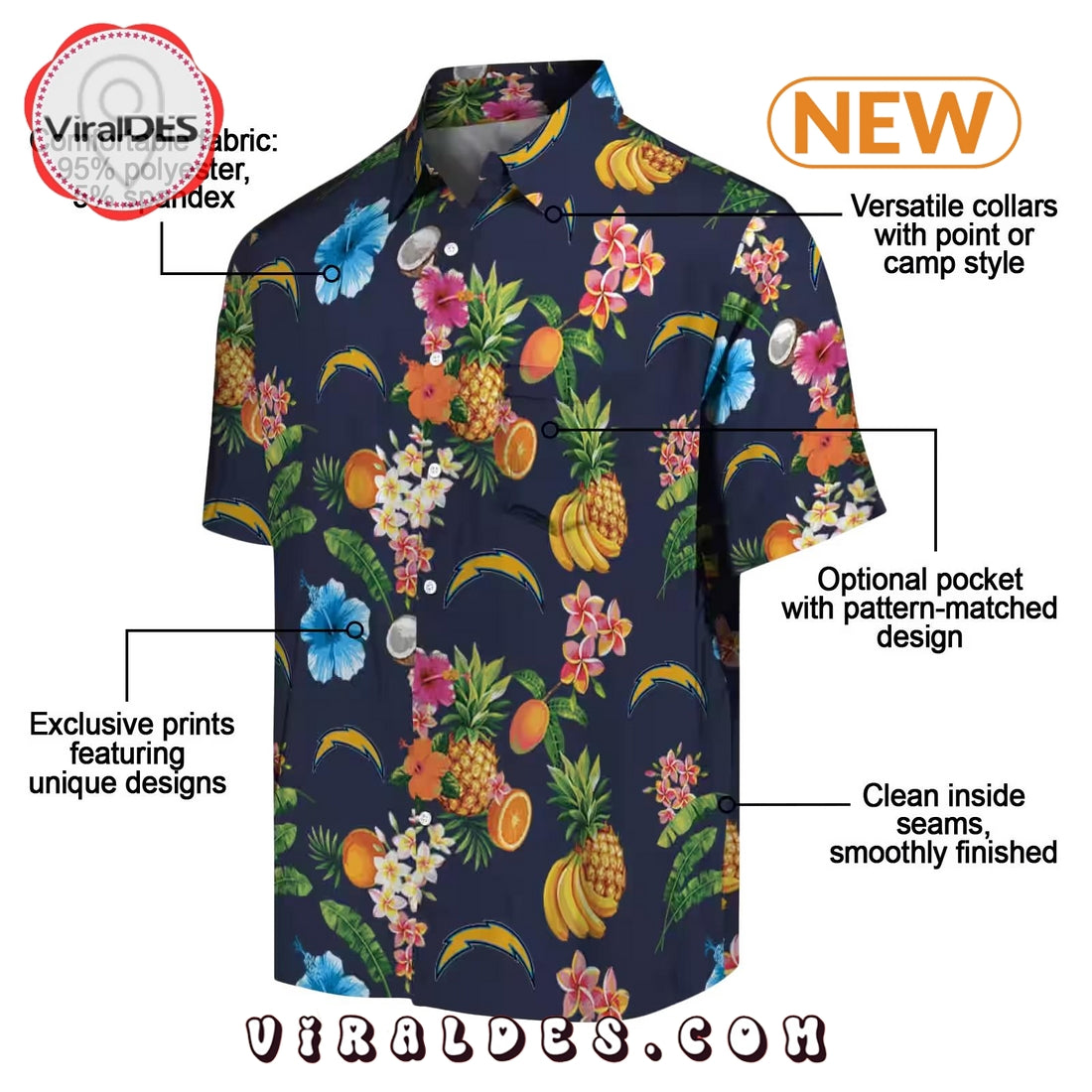 Los Angeles Chargers Hibiscus x Fruit Hawaiian Shirt