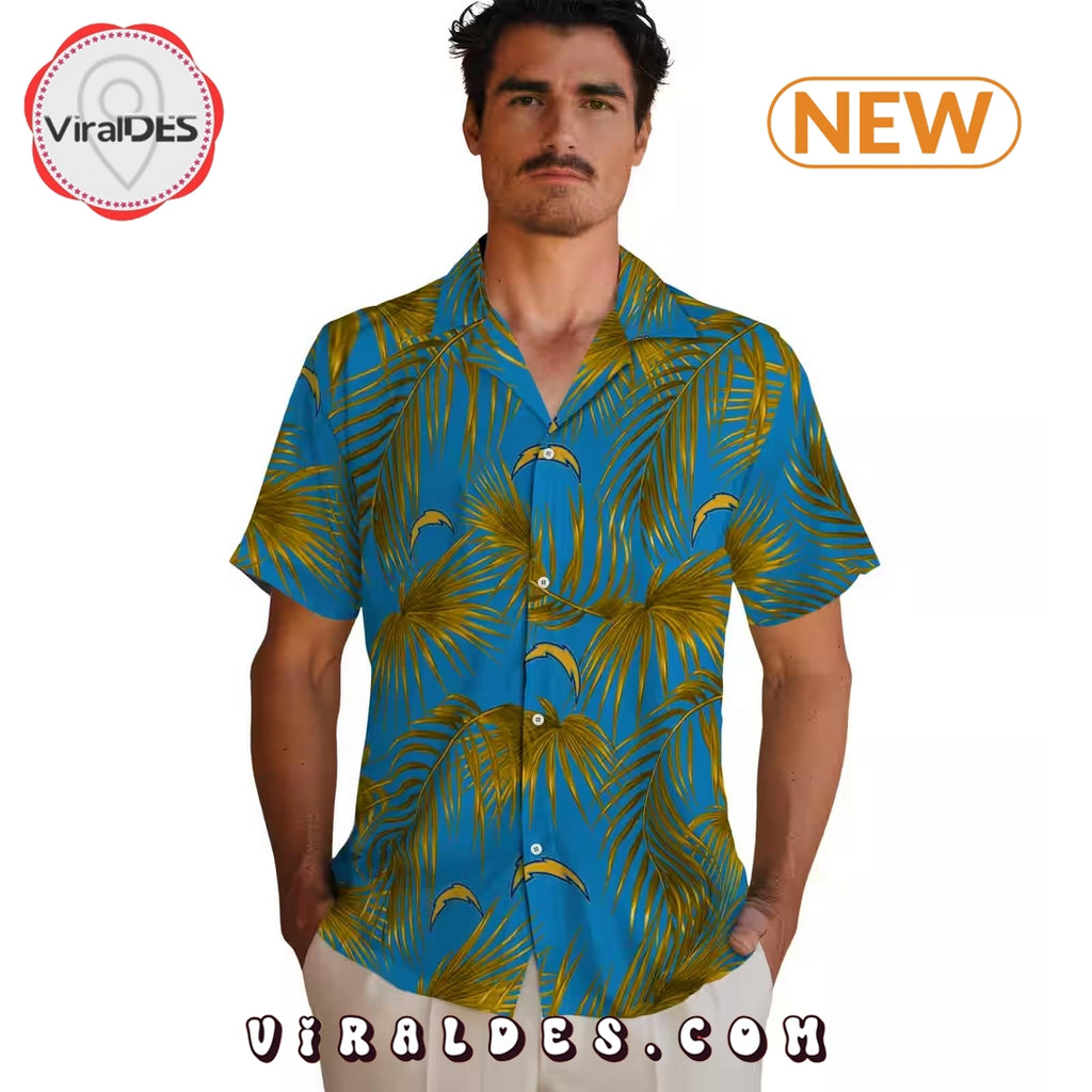 Los Angeles Chargers Leafy Palms Hawaiian Shirt
