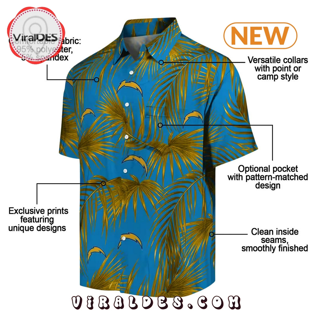 Los Angeles Chargers Leafy Palms Hawaiian Shirt