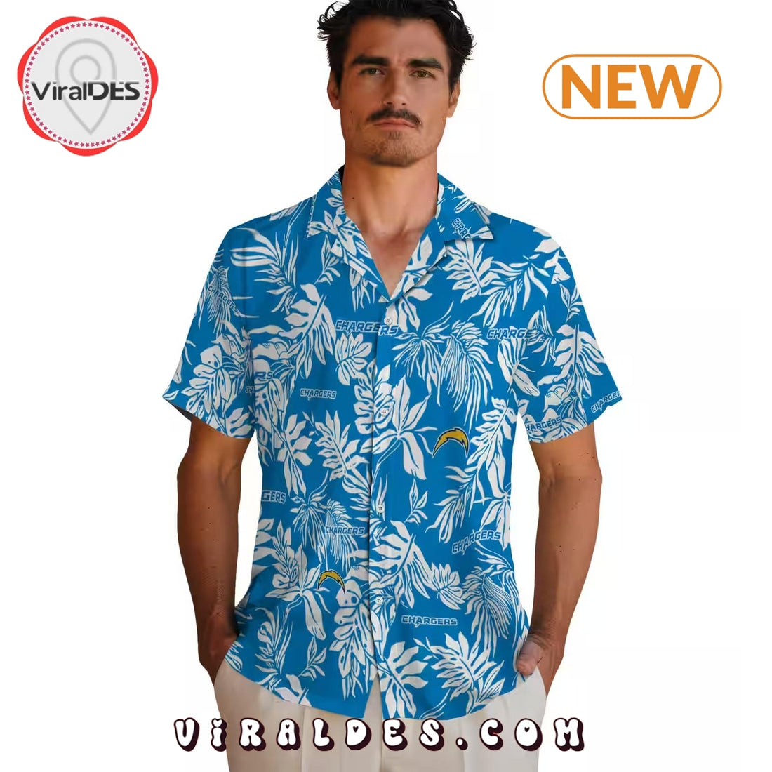 Los Angeles Chargers Tropical Leaf Hawaiian Shirt