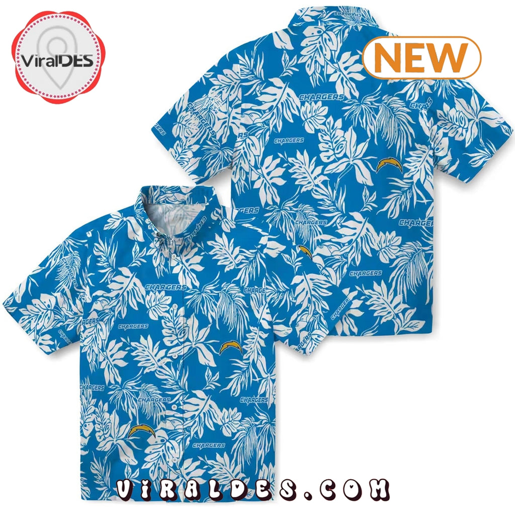 Los Angeles Chargers Tropical Leaf Hawaiian Shirt