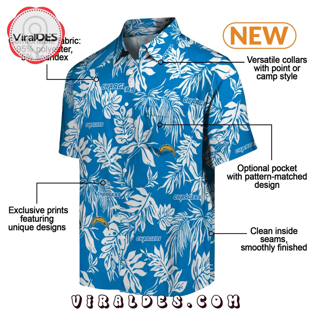 Los Angeles Chargers Tropical Leaf Hawaiian Shirt