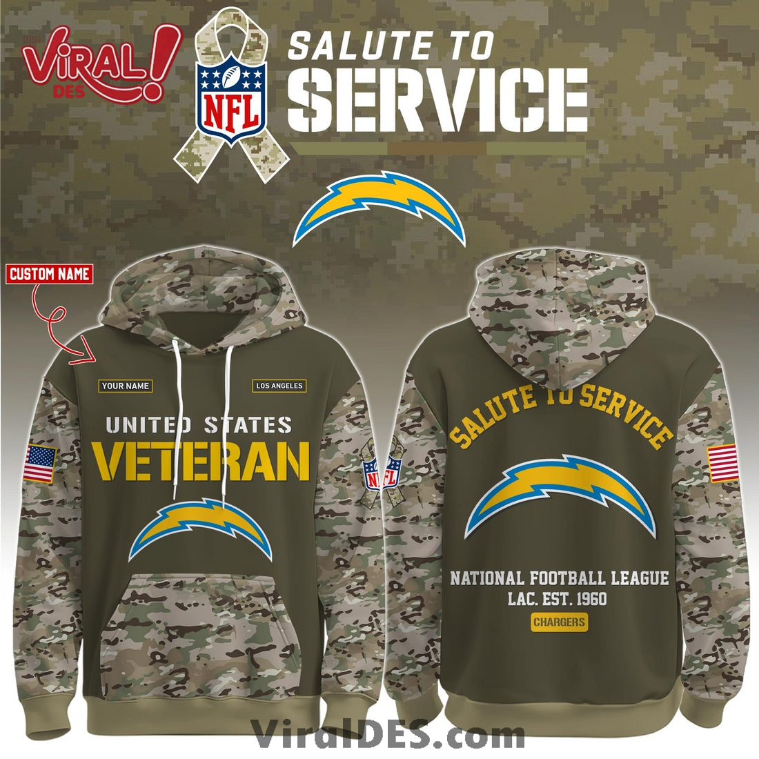 Los Angeles Chargers Veteran Birthday Limited EditionsVer 3
