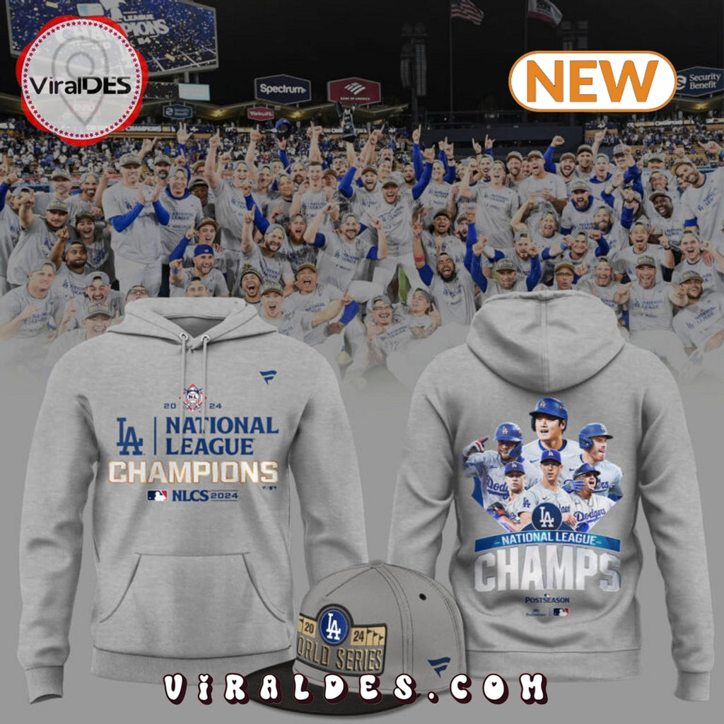 Los Angeles Dodgers 2024 Grey Champion Hoodie, Cap