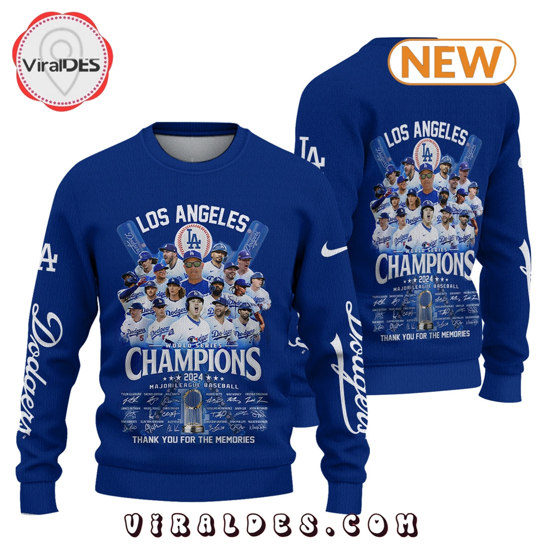 Los Angeles Dodgers 2024 World Champions Ugly Sweater