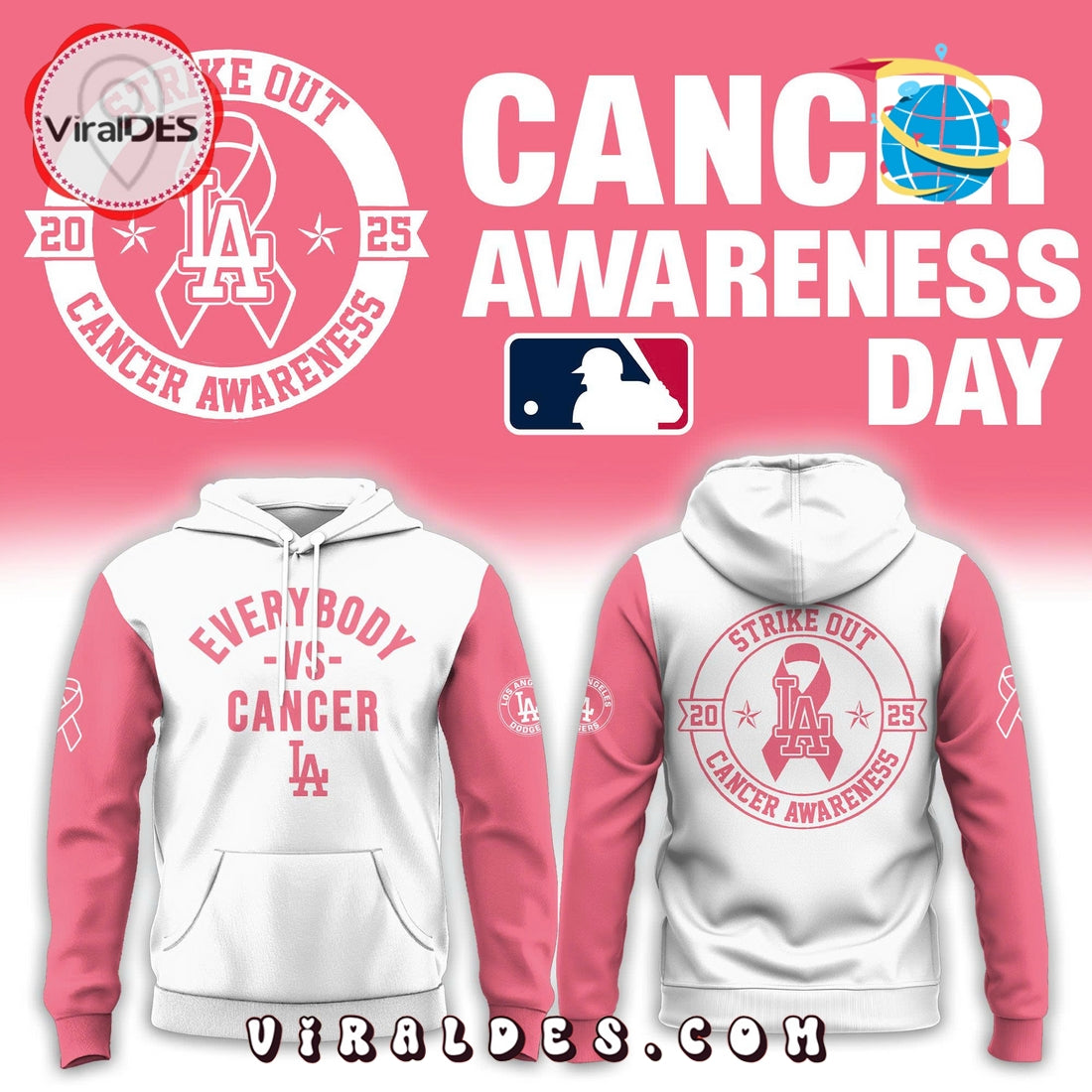 Los Angeles Dodgers Everybody vs Cancer Awareness Day Hoodie