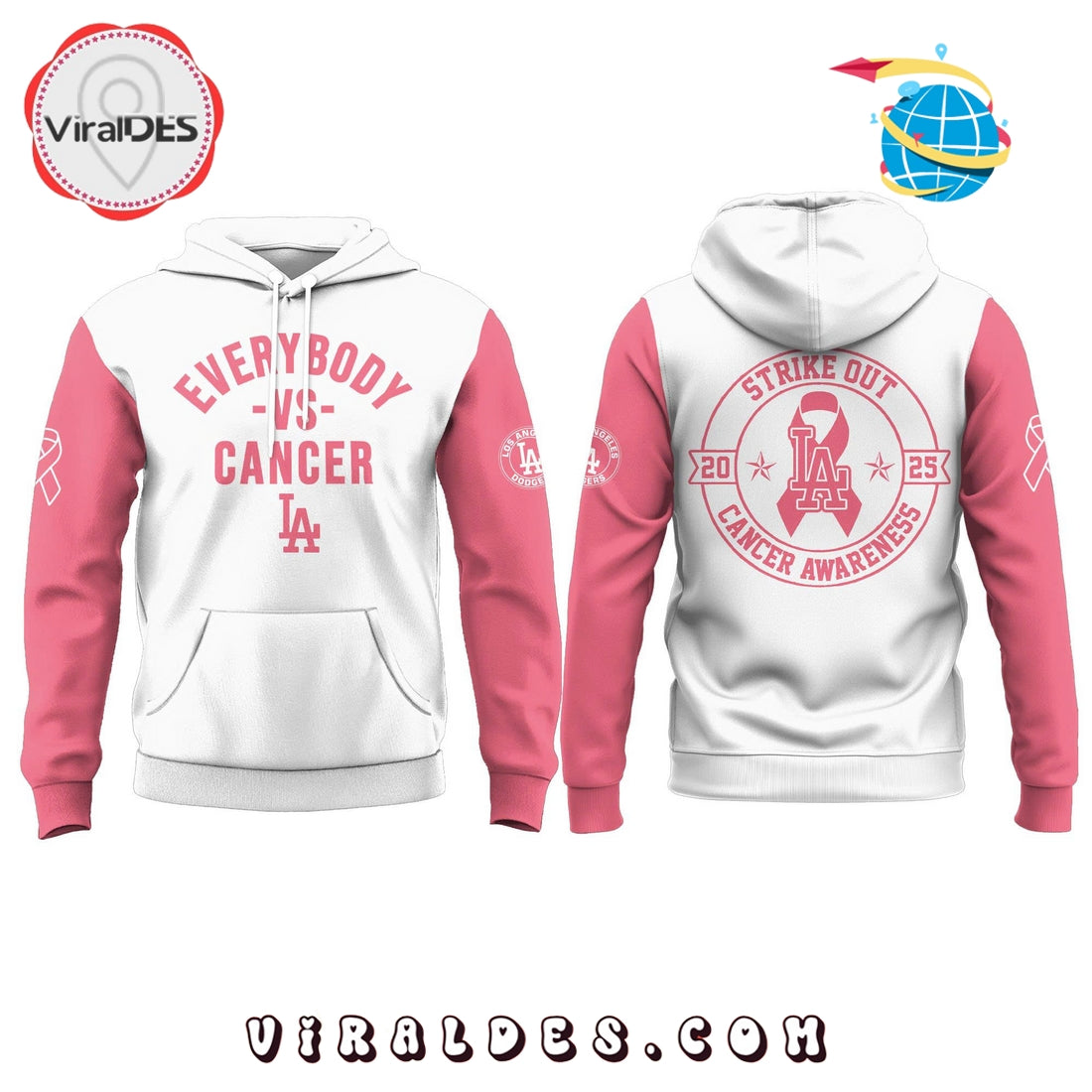 Los Angeles Dodgers Everybody vs Cancer Awareness Day Hoodie