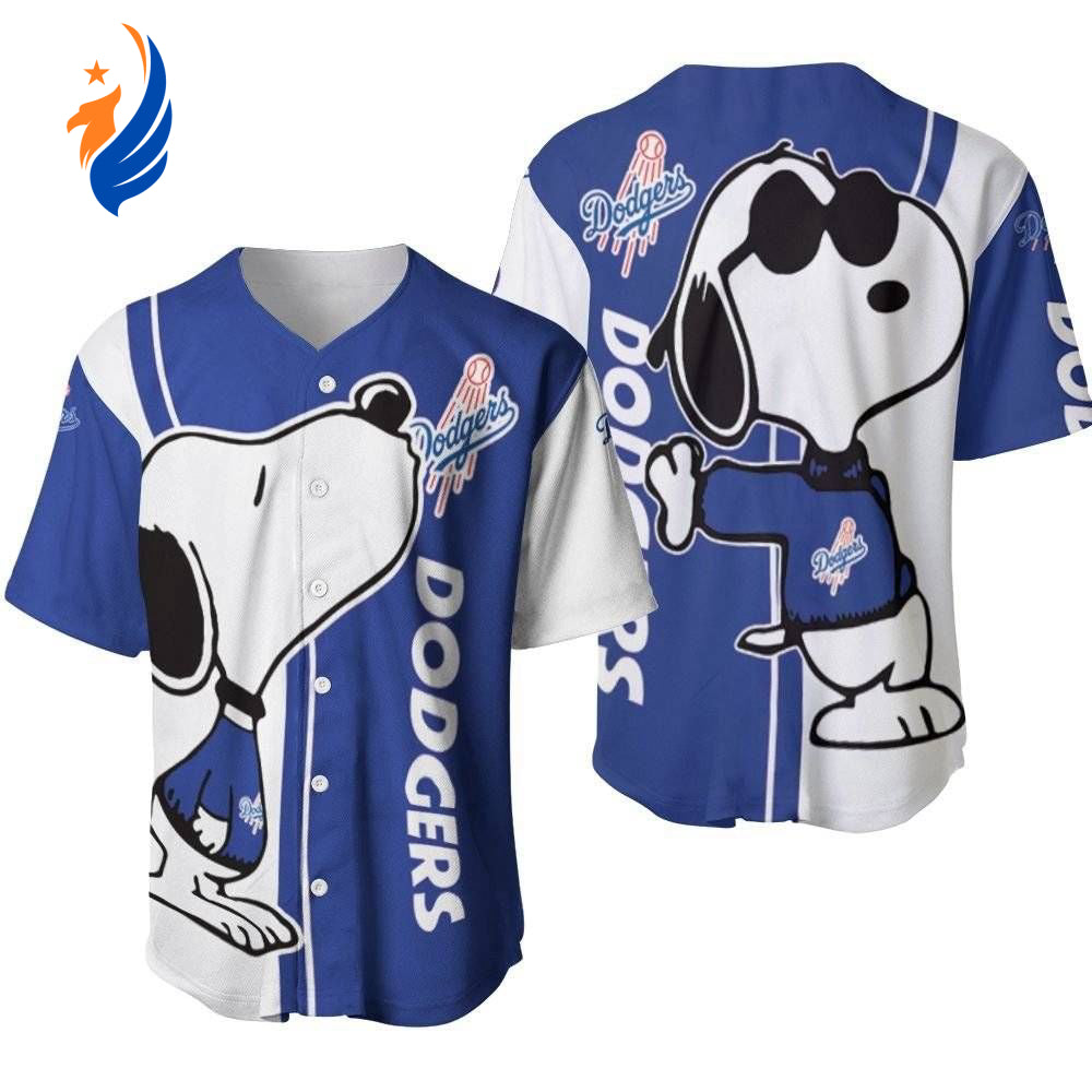 Los Angeles Dodgers Snoopy Lover Printed Baseball Jersey Gift for Men Dad - Gift for Women Men - Bafud