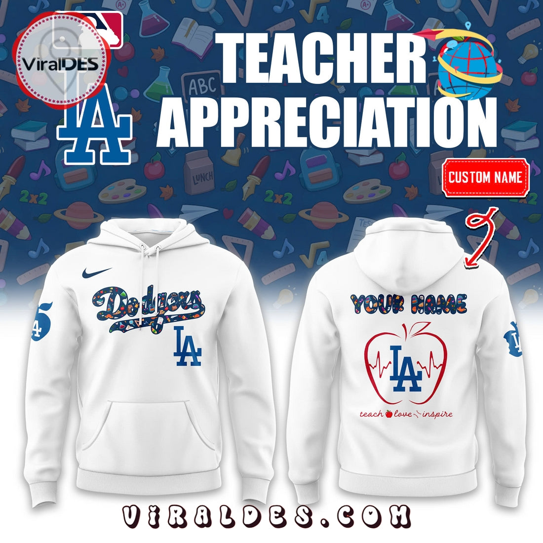 Los Angeles Dodgers Teacher Night Custom Hoodie
