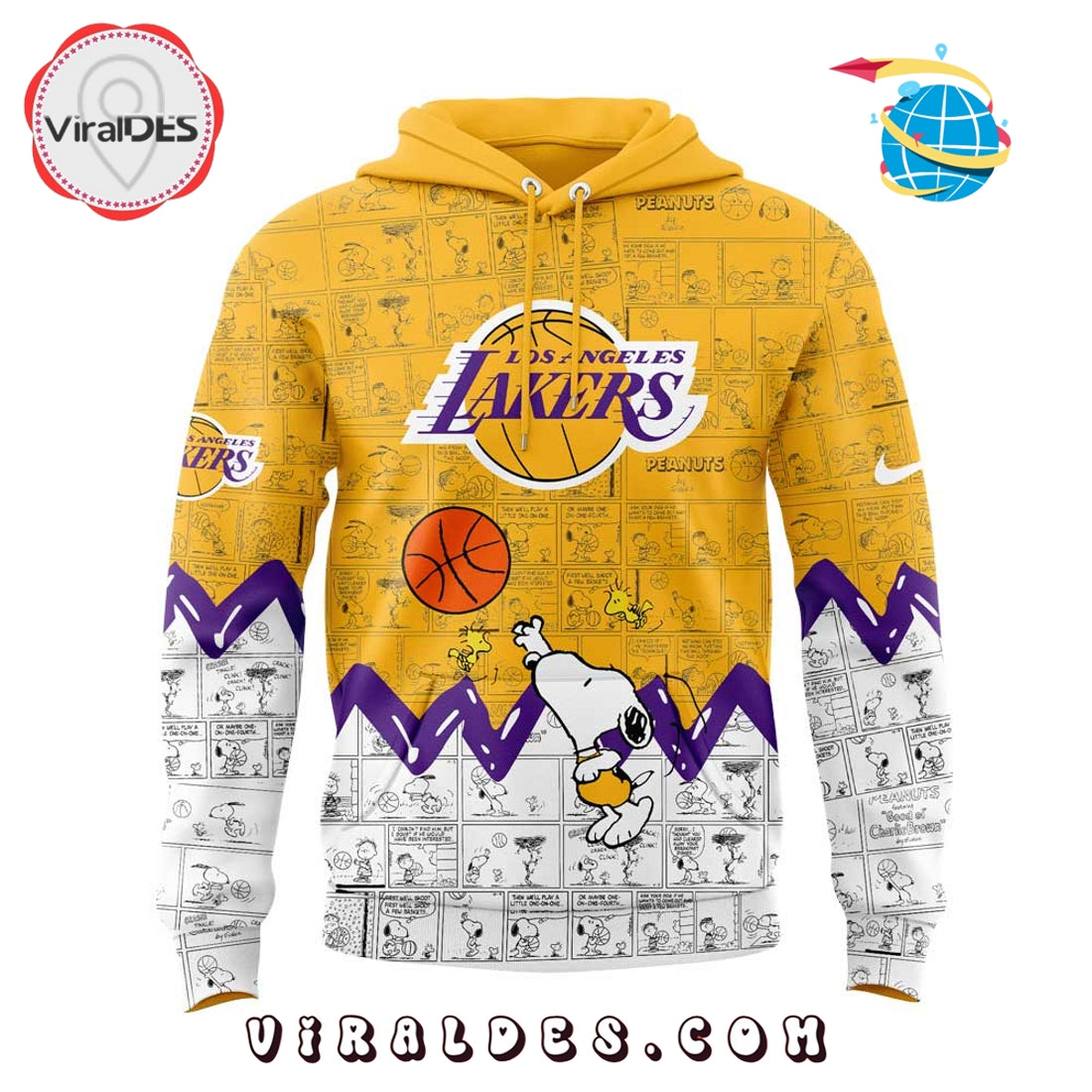 Los Angeles Lakers 75th Anniversary of Peanuts Hoodie