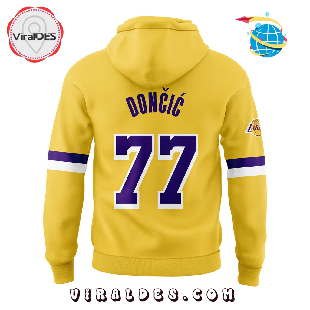 Los Angeles Lakers Show Luka Doncic Yellow Hoodie