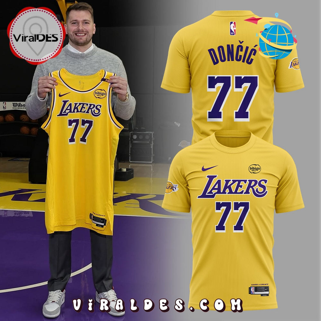 Los Angeles Lakers Show Luka Doncic Yellow Hoodie