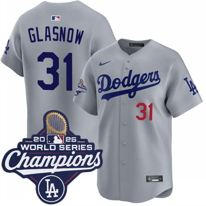 los angeles dodgers #31 tyler glasnow alternate road limited 2025 world series champions jersey