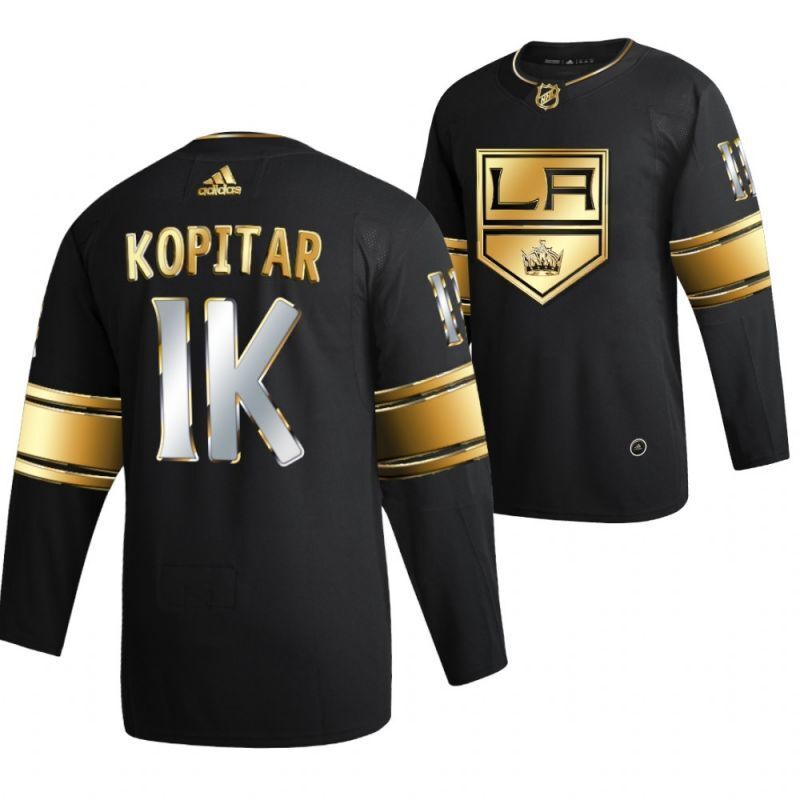 los angeles kings #11 anze kopitar golden-limited-1000-career-points-black-jersey