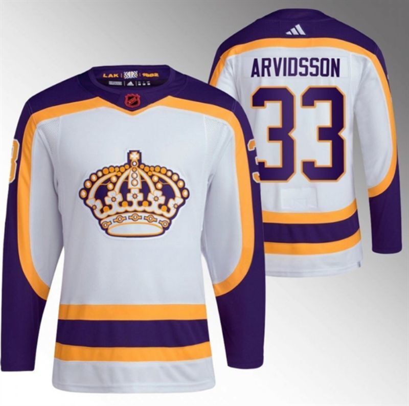 los angeles kings #33 viktor arvidsson white 2022 reverse retro