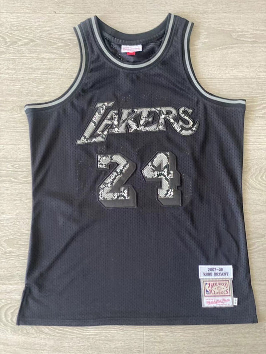 los angeles lakers #24 kobe bryant 2006-07 leather snakeskin Lakers 24 # Kobe Black Embroidered Style 1