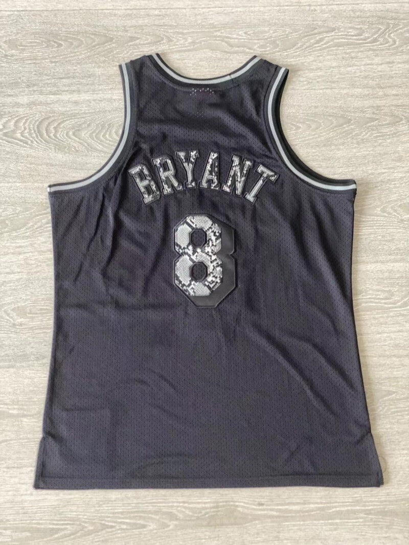 los angeles lakers #8 kobe bryant 1996-97 leather snakeskin Lakers 8 # Kobe Black Embroidered Jersey Style 1