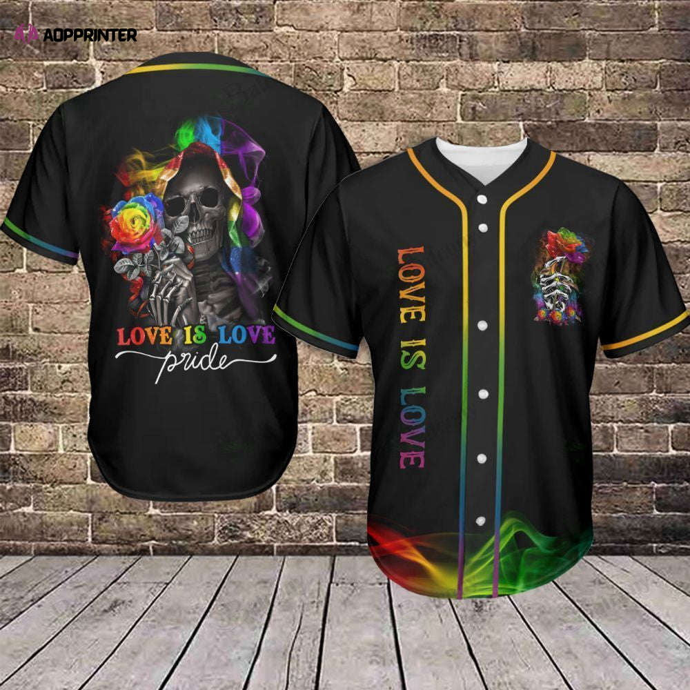 Love is Love Baseball Jersey 359 - Baseball Tee LGBT Skull - Aopprinter Hoodie, Sweatshirt | WearSparks.com