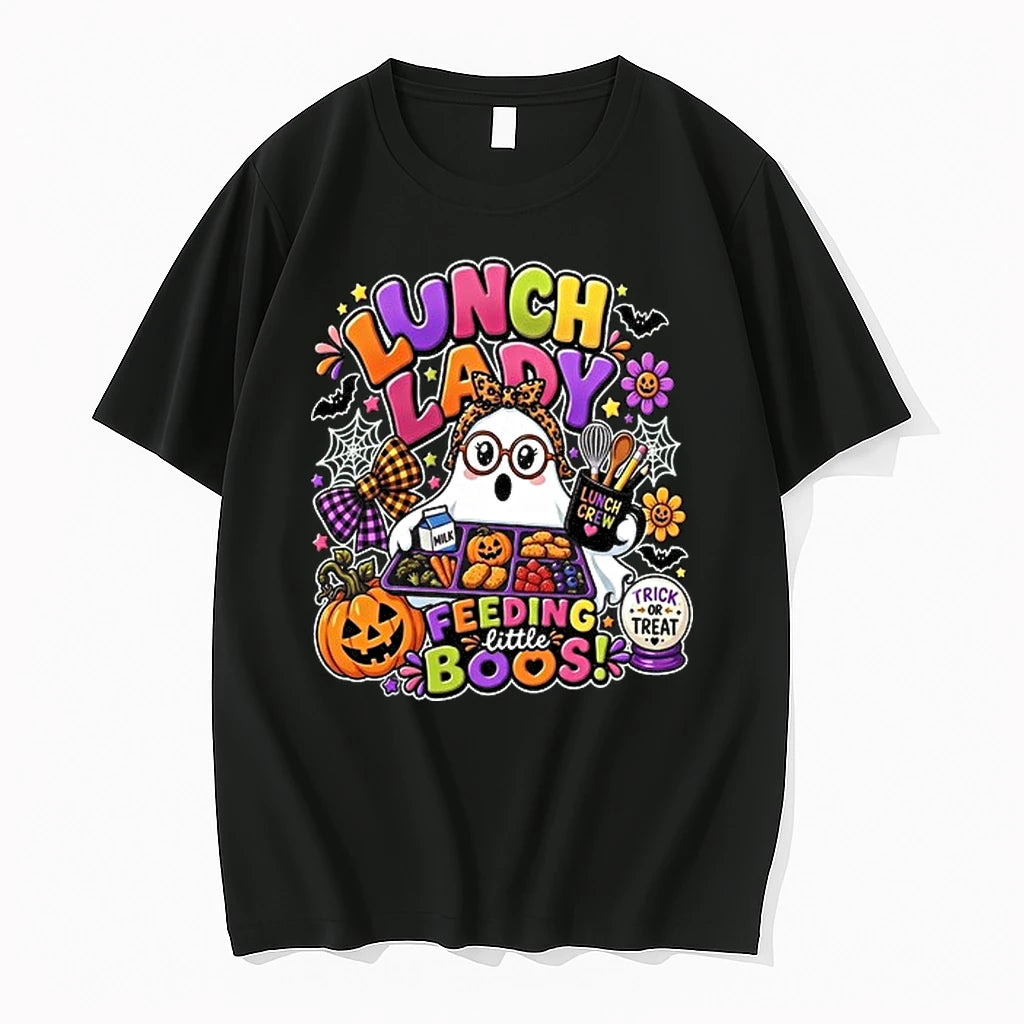 Lunch Lady Ghost Feeding Little Boos Halloween Lunch Crew Trick Or Treat 0 Tshirts Sweater
