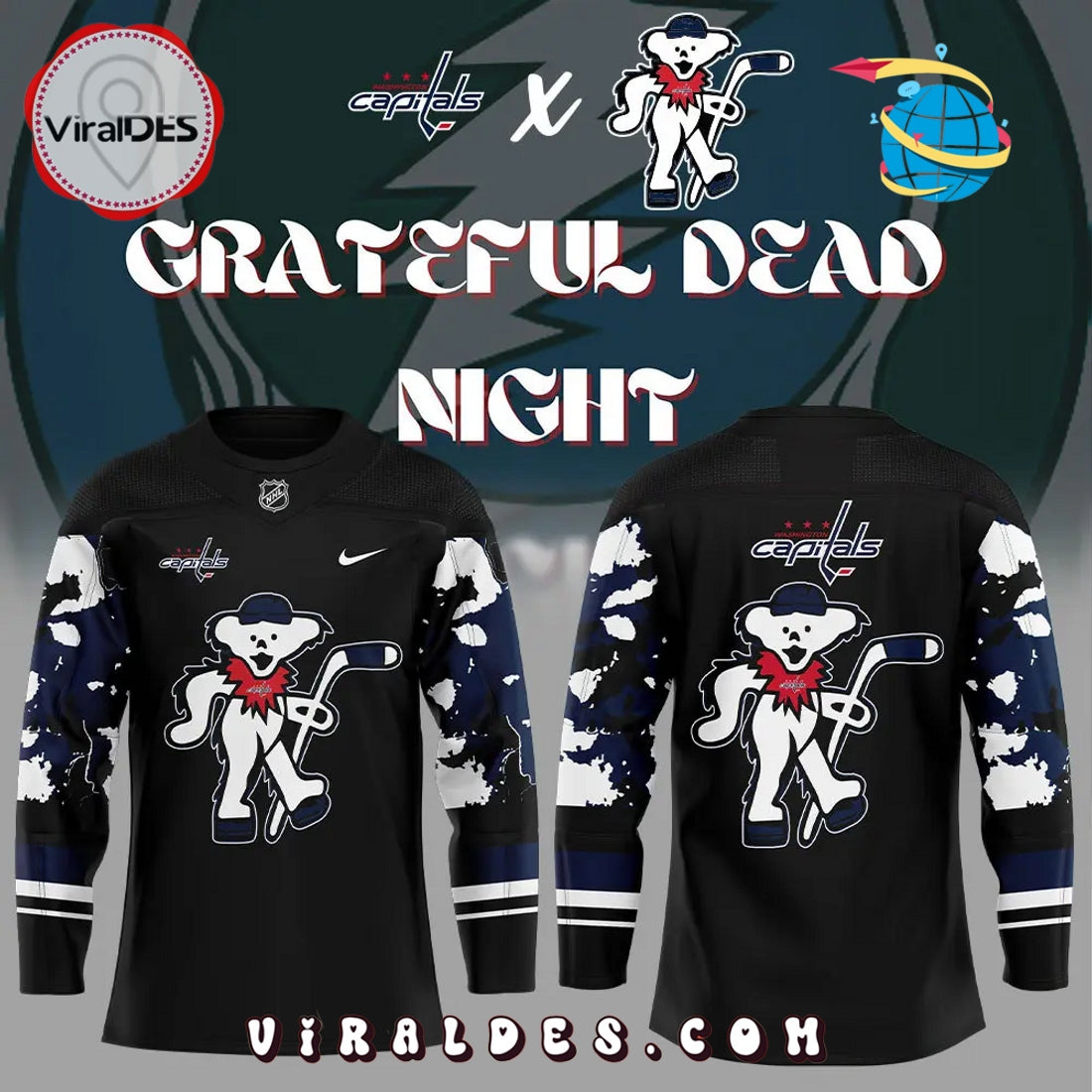 Luxury Washington Capitals Grateful Dead Night Hockey Jersey