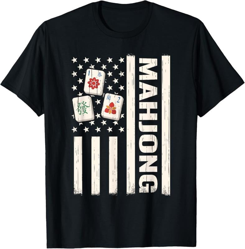 mah-jongg US Flag 4th of July mahjong american men T-Shirt