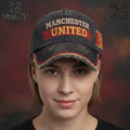 Manchester United Vintage Embroidered Fashion Distressed Baseball Cap