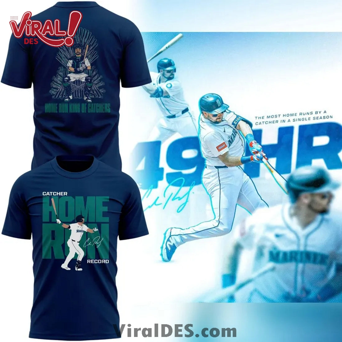 Mariners Cal Raleigh’s Catcher Home Run Record Hoodie 2025