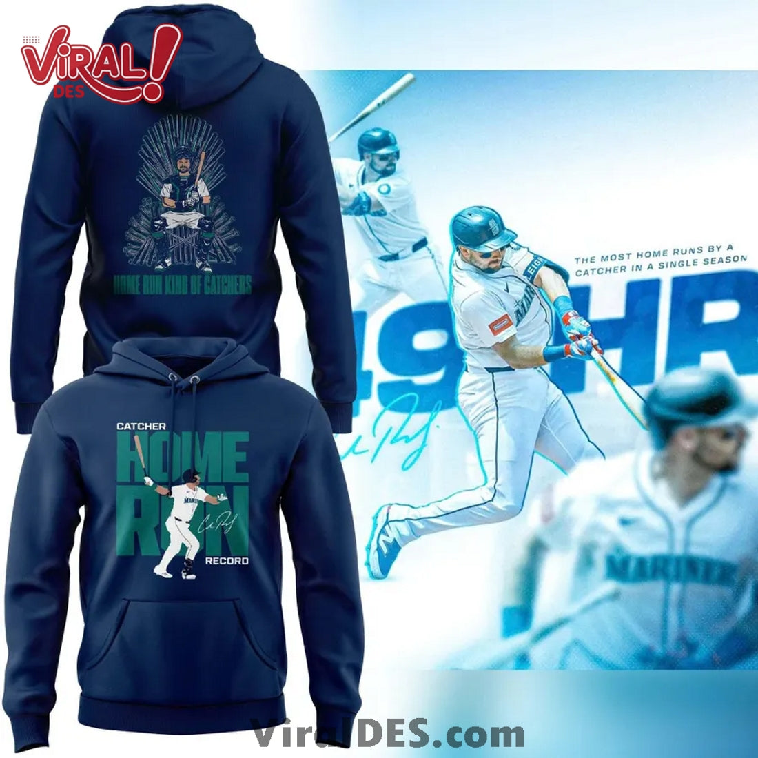 Mariners Cal Raleigh’s Catcher Home Run Record Hoodie, Pants