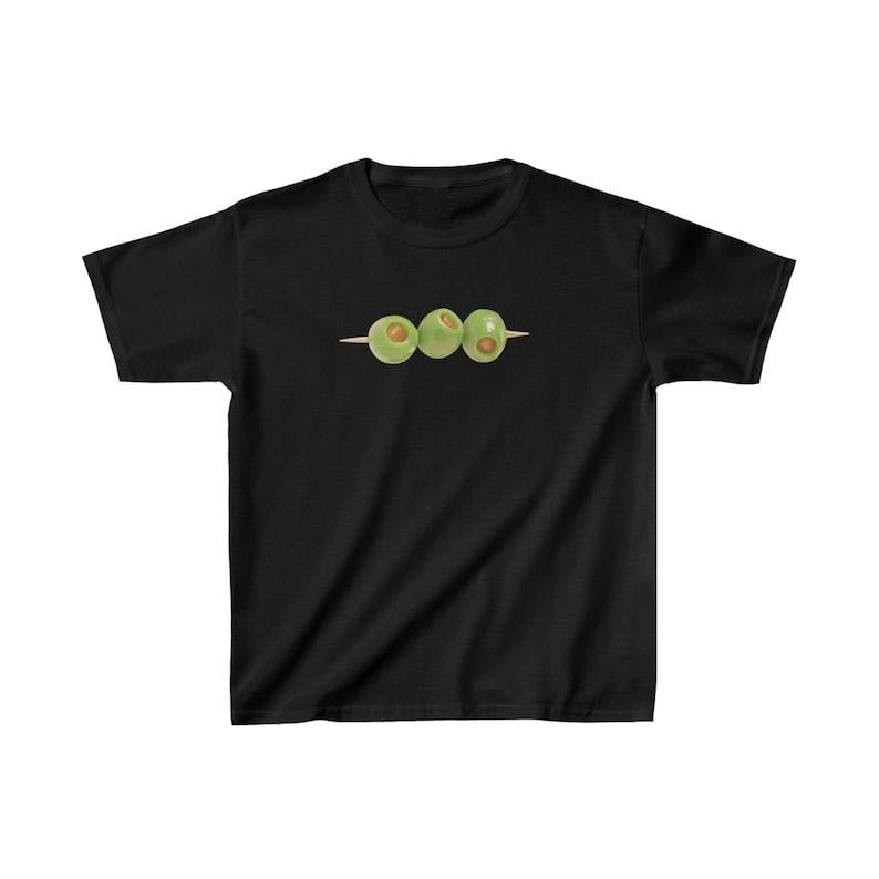 martini olives baby tee, cotton shirt, coquette y2k graphic tee