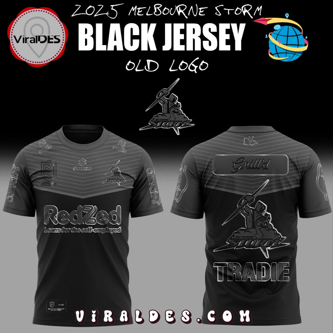 Melbourne Storm Back In Black Old Logo Hoodie 2025